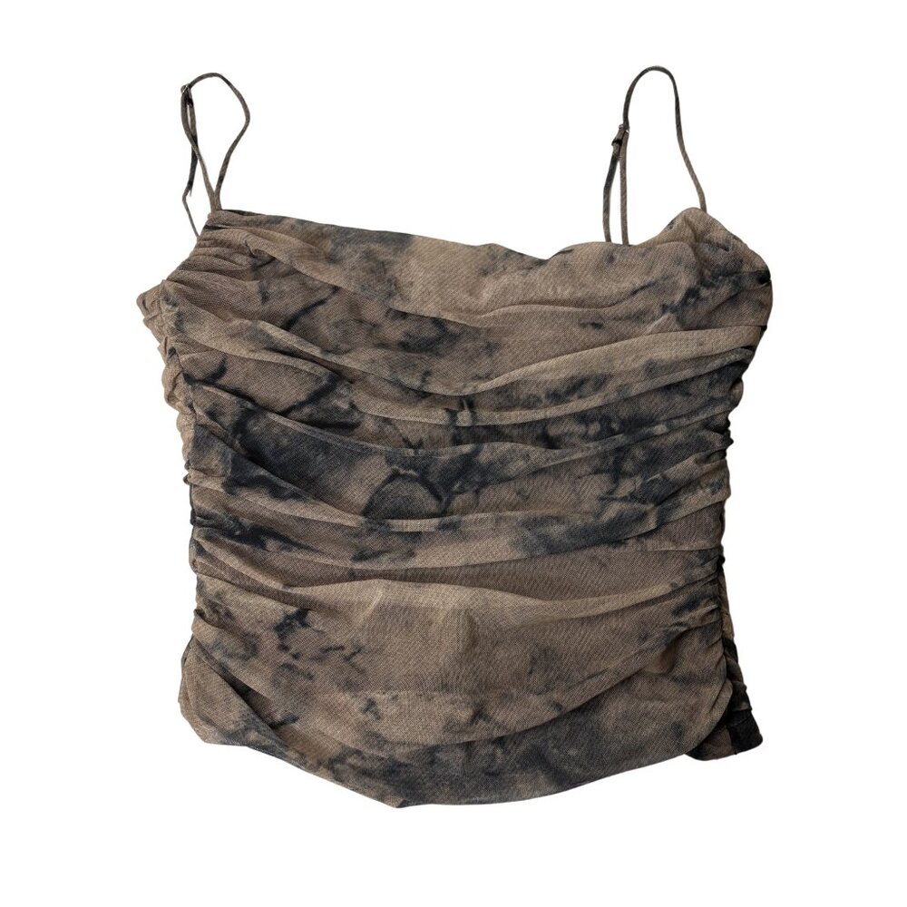 Zara Women’s Brown & Black Sheer Mesh Top – Size L